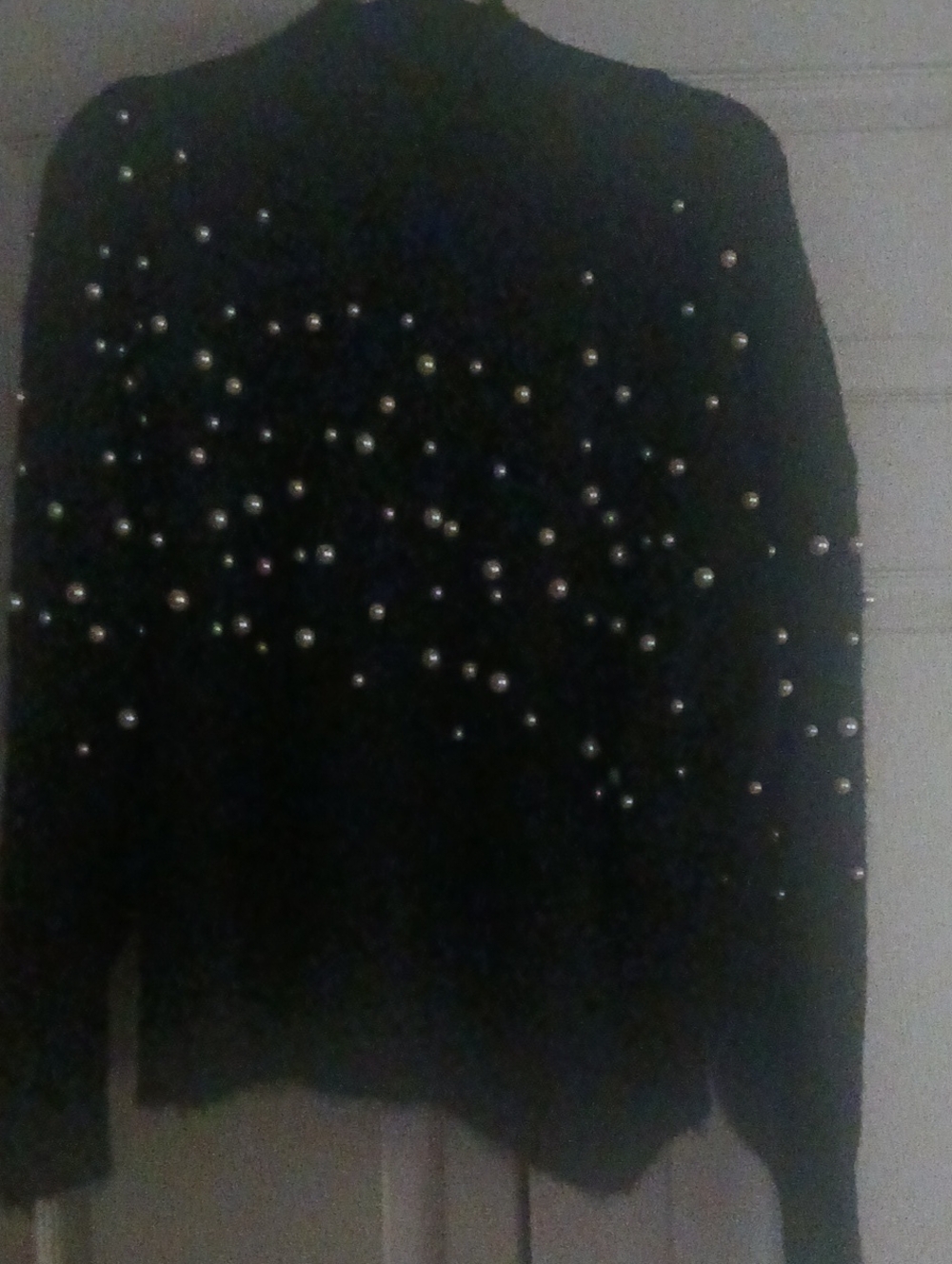 Eloquii Black Pearl-Studded Turtleneck Sweater